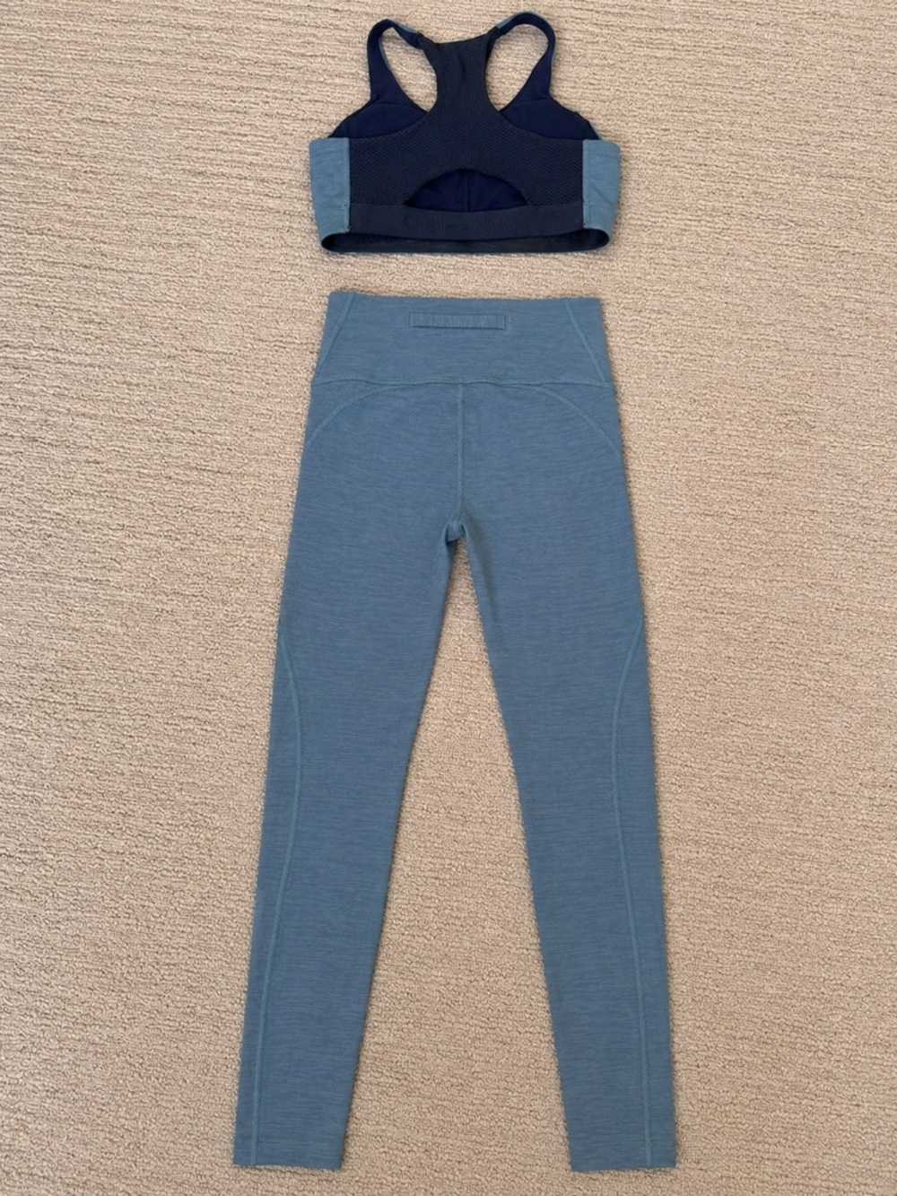 Outdoor Voices Light Blue Racerback Sports Bra & Leggings Set - XS - Picture 3 of 4